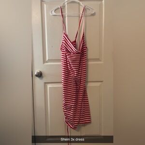 Shein plus size red and white striped dress 3x